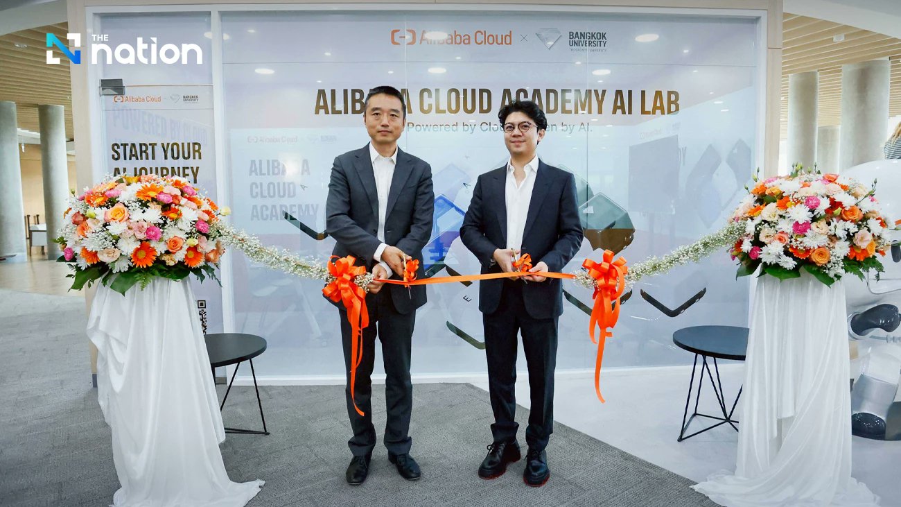 Thenationth's tweet card. Bangkok University partners with Alibaba Cloud to launch AI and cloud training hub, preparing students for global digital careers.