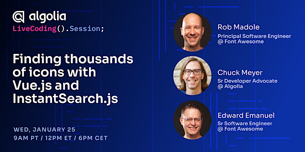 fontawesome's tweet card. The Live Coding Session is a technical event for developers where a problem is solved in real-time.