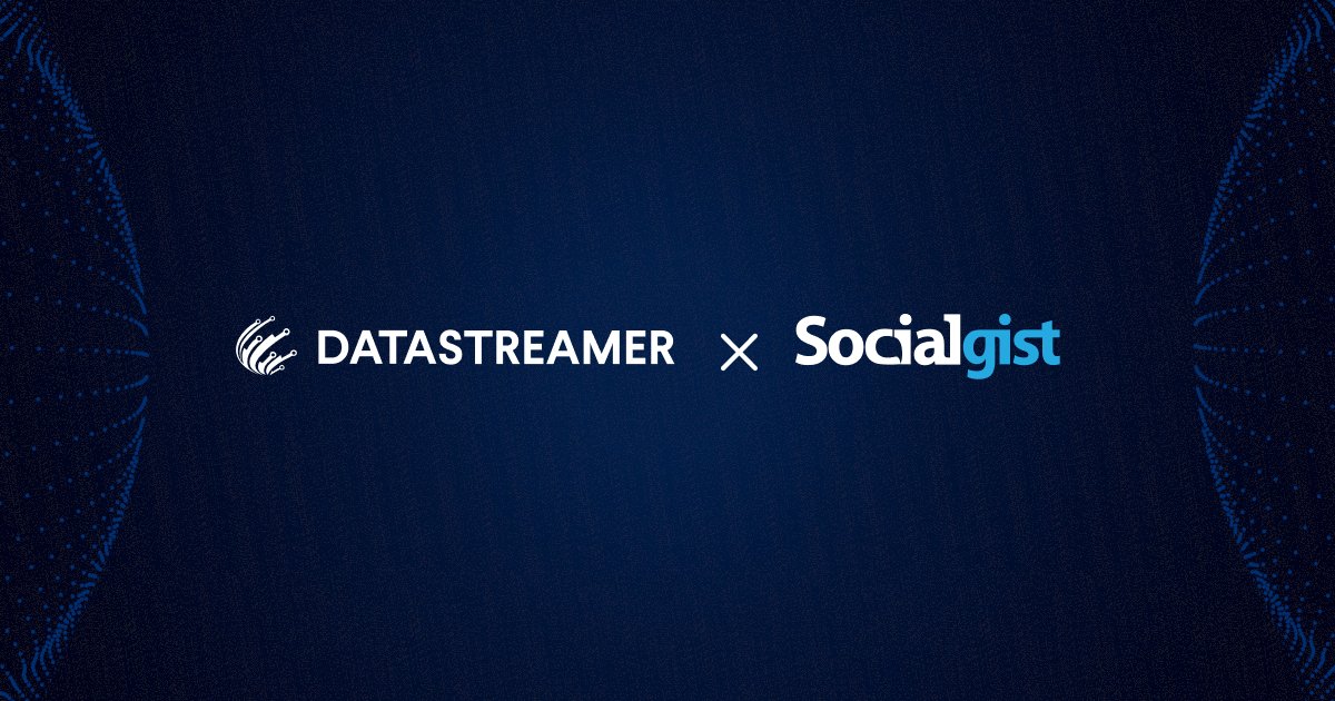 Socialgistcorp's tweet card. Datastreamer & Socialgist proudly announce a partnership that is set to reshape the way businesses integrate and utilize conversational data.