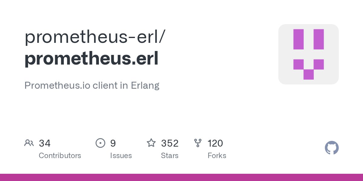 awesome_elixir's tweet card. Prometheus.io client in Erlang. Contribute to prometheus-erl/prometheus.erl development by creating an account on GitHub.