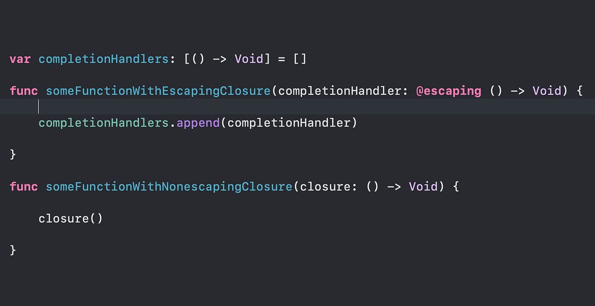 martin_ioscode's tweet card. Learn how to design a completion handler with @escaping and @nonescaping closures.