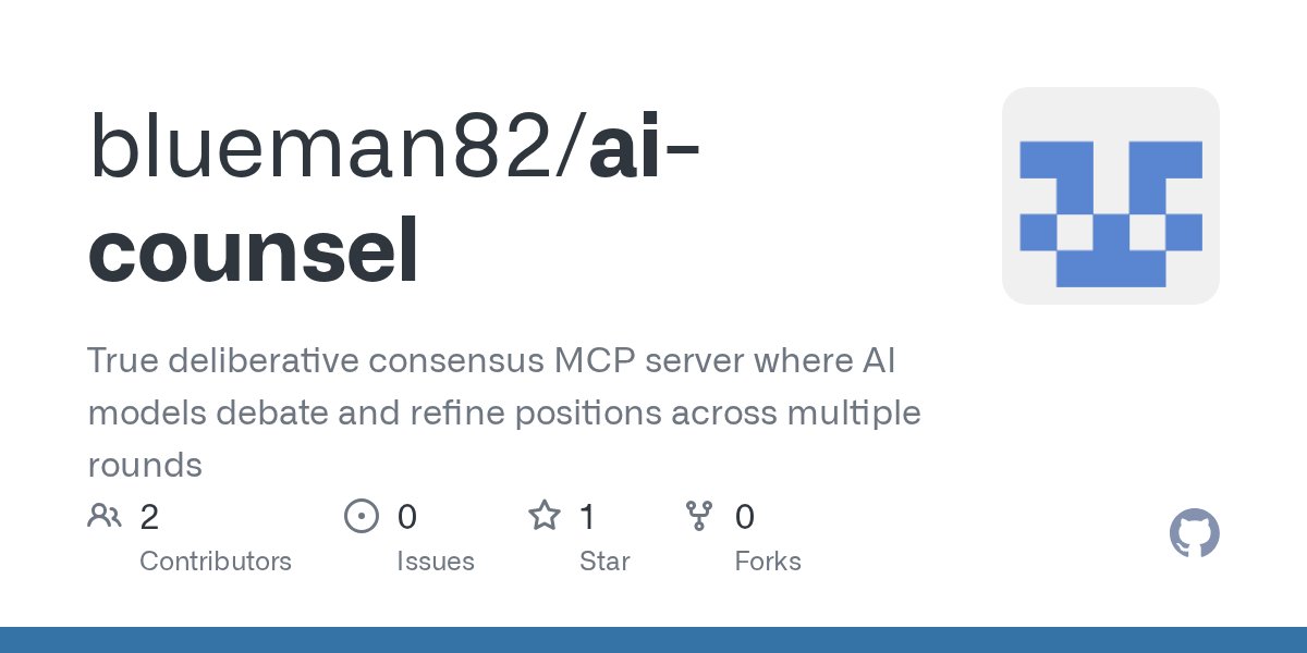 Gary__Harrison's tweet card. True deliberative consensus MCP server where AI models debate and refine positions across multiple rounds - blueman82/ai-counsel