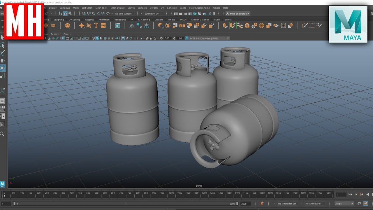 MHTutorials's tweet card. How to model a GAS bottle in Maya 2025