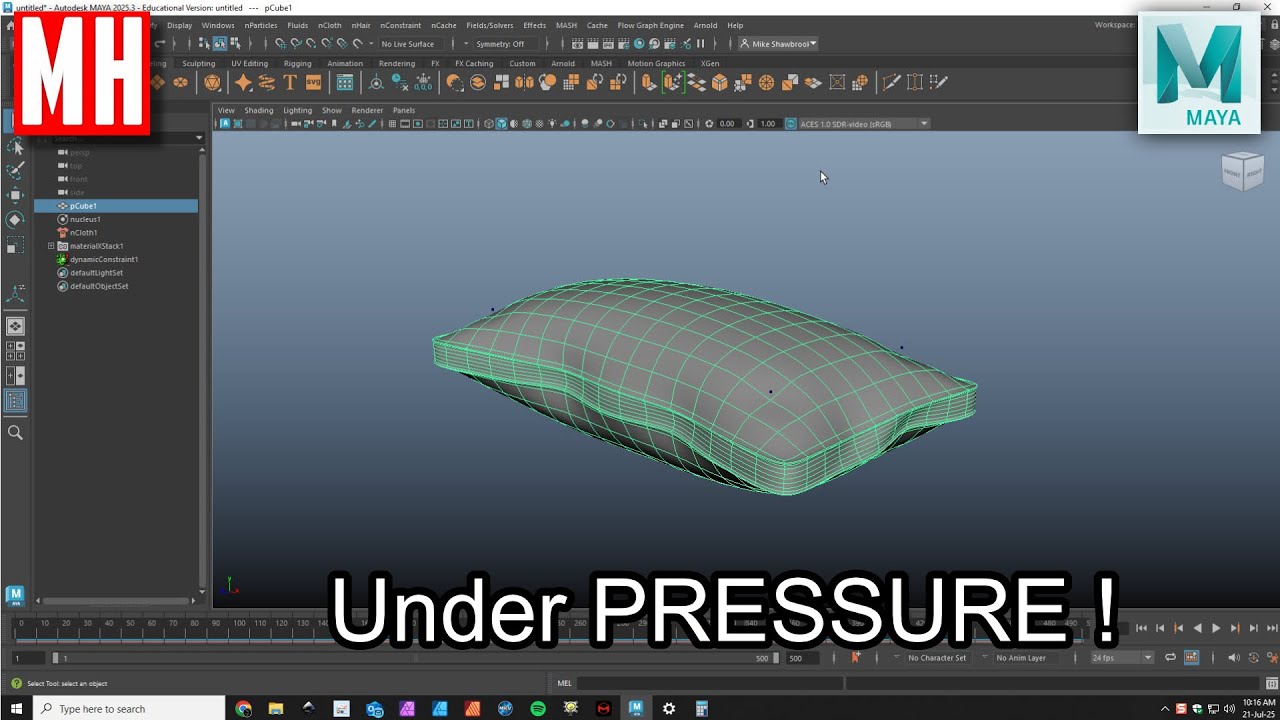 MHTutorials's tweet card. Maya tutorial : Creating a Mattress with PRESSURE !
