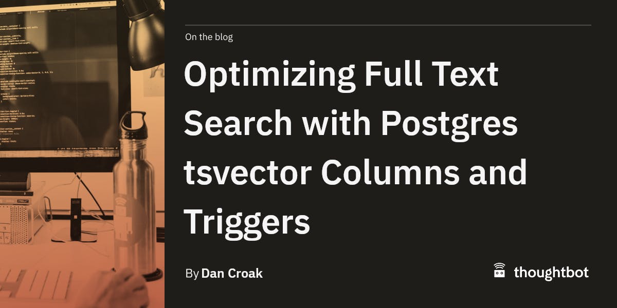 PostgresWeekly's tweet card. Improve the speed of Postgres full-text search by introducing a tsvector column to cache lexemes and using a trigger to keep the lexemes up-to-date.