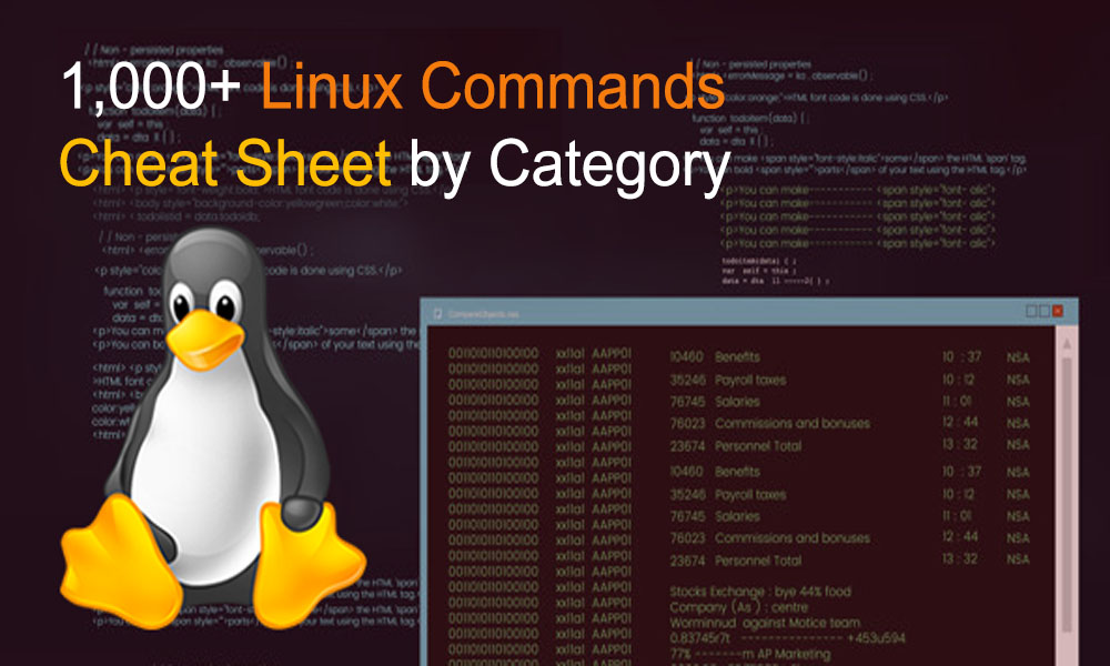 CodeExercise's tweet card. In this tutorial, we'll show you a mated list of the most useful Linux commands cheatsheet. This are some of the more useful commands, ..