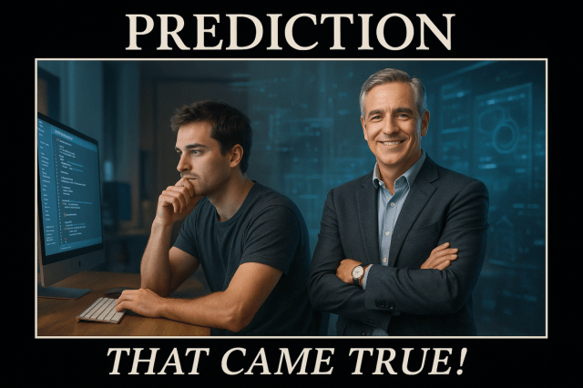 realDotNetDave's tweet card. The author reflects on their successful mid-1990s prediction that data ownership would dictate power. They discuss the present reality, where tech giants utilize data for profit and manipulation. E…