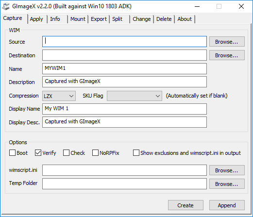 autoitconsult's tweet card. GImageX v2.2.0 has been released for Windows 10. GImageX is a freeware GUI for working with imaging WIM files providing an alternative to DISM. It can be used to capture, apply, mount, export, split...