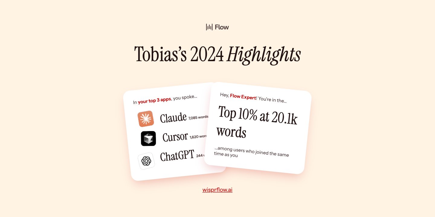 tobias_englert's tweet card. Check out Tobias's Wispr Wrapped