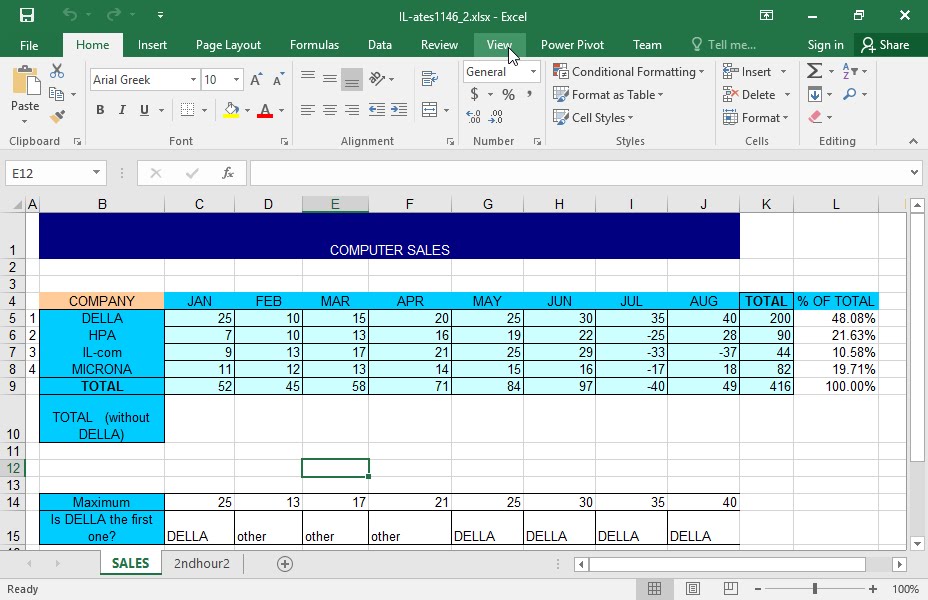 excel_2016_en's tweet card. Navigate to the IL-ates1146_1.xlsx workbook.