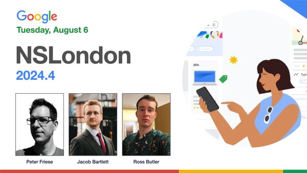 NSLondonMeetup's tweet card. This month we're fortunate to be hosted by Google to hear 3 great iOS talks, and to meet with fellow iOS developers. Don't hesitate to sign up as places go quickly once we