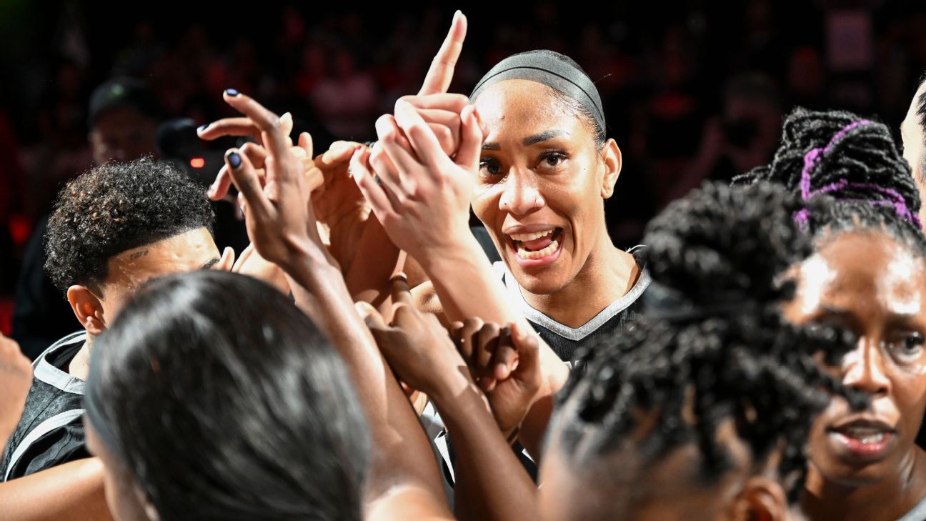 ESPN_WomenHoop's tweet card. The Aces had just lost by 53 points. A'ja Wilson delivered a message to her teammates. It sparked a 17-game win streak.