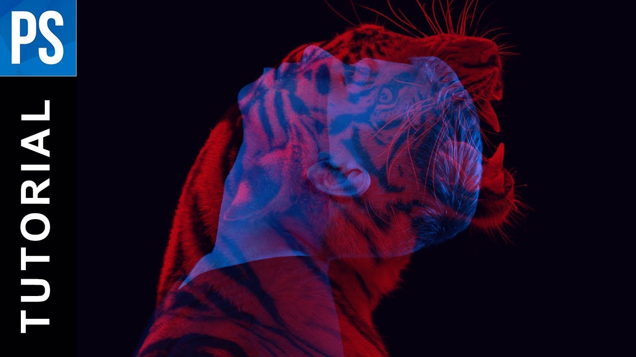 PS_TutorialsTV's tweet card. Animal Double Color Exposure Effect - Photoshop Tutorial