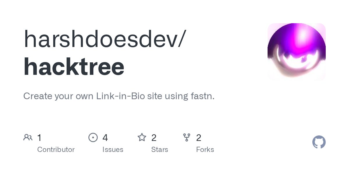 harshthedev's tweet card. Create your own Link-in-Bio site using fastn. Contribute to harshdoesdev/hacktree development by creating an account on GitHub.