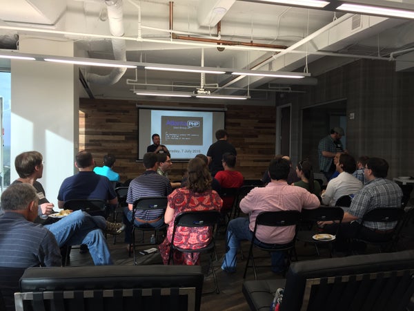 UpstatePHP's tweet card. **In-person Social Event** Hi everyone! In collaboration with https://phpxatl.com, we're excited to announce an in-person gathering! It will be at ASW Distillery at The B