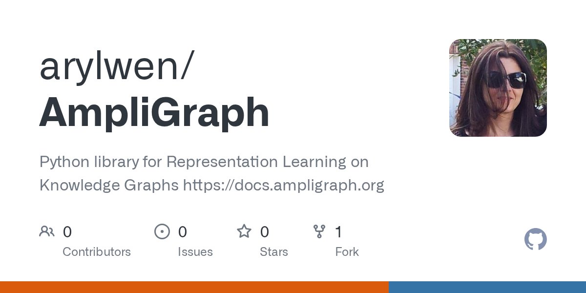 arylwen's tweet card. Python library for Representation Learning on Knowledge Graphs https://docs.ampligraph.org - arylwen/AmpliGraph