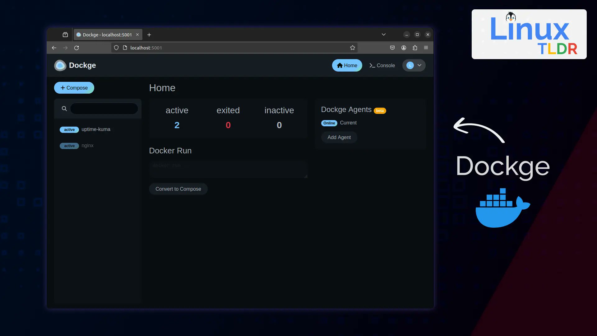 linux_tldr's tweet card. Dockge is a free, open-source, simple, and beautiful Docker container or compose file management front-end web interface.