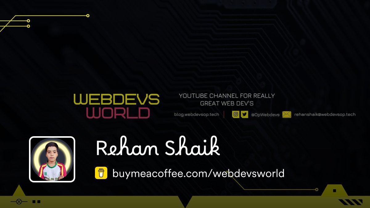 OpWebdevs's tweet card. Hey 👋 Rehan Shaik Here. Want to support my work. Buy me a pizza.