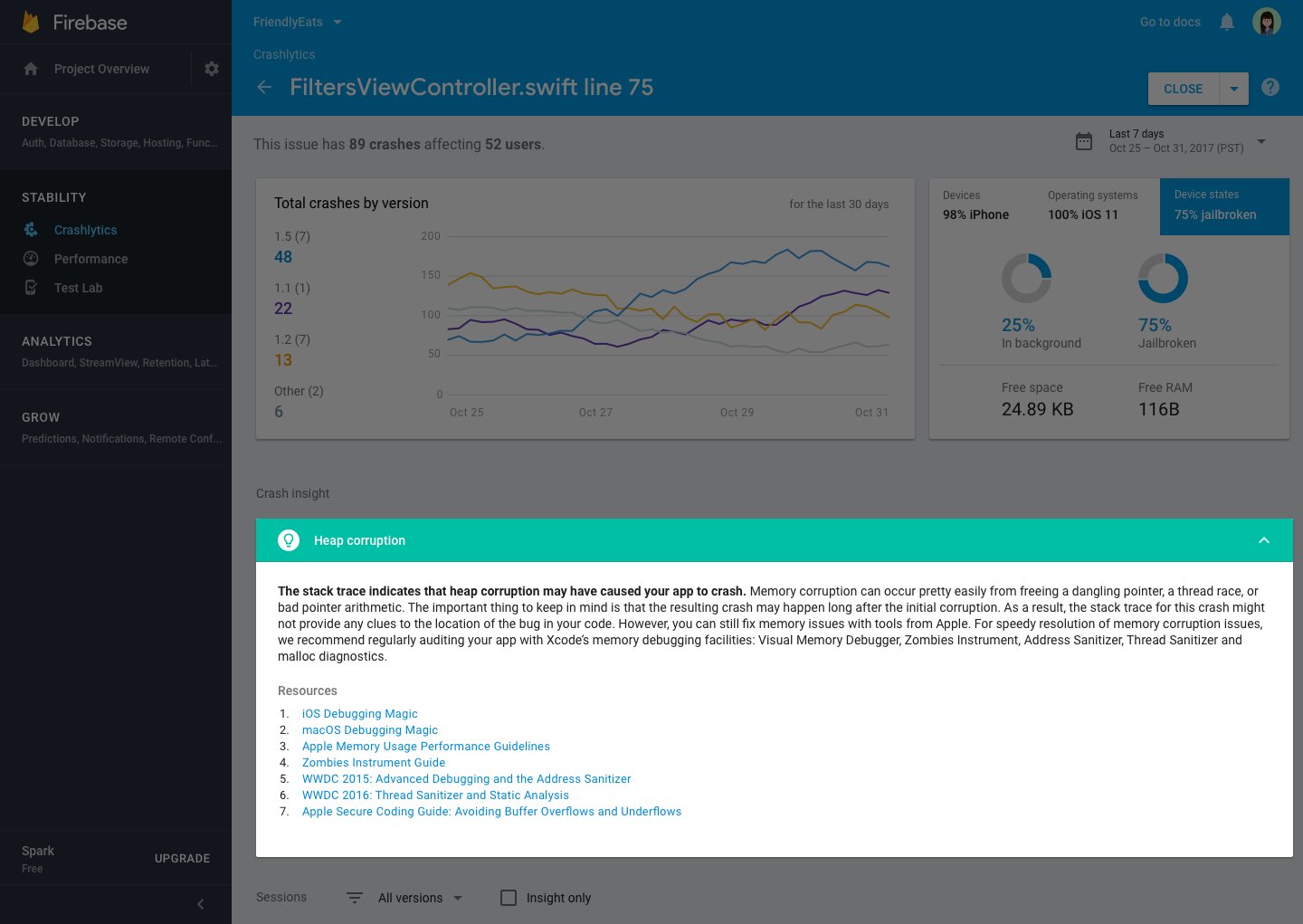 Firebase's tweet card. Back in October, we were thrilled to launch a beta version of Firebase Crashlytics. As the top ranked mobile app crash reporter for over 3 years running, Crashlytics helps you track, prioritize, and...