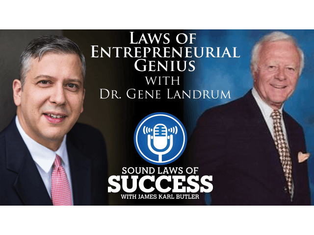 jameskbutler's tweet card. Laws of Entrepreneurial Genius with Dr. Gene Landrum (founder of...