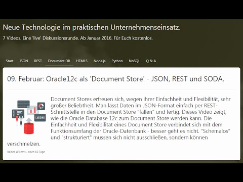 ModernAppDev12c's tweet card. 5. Oracle12c als Document Store: JSON, REST und SODA - Rainer Willems