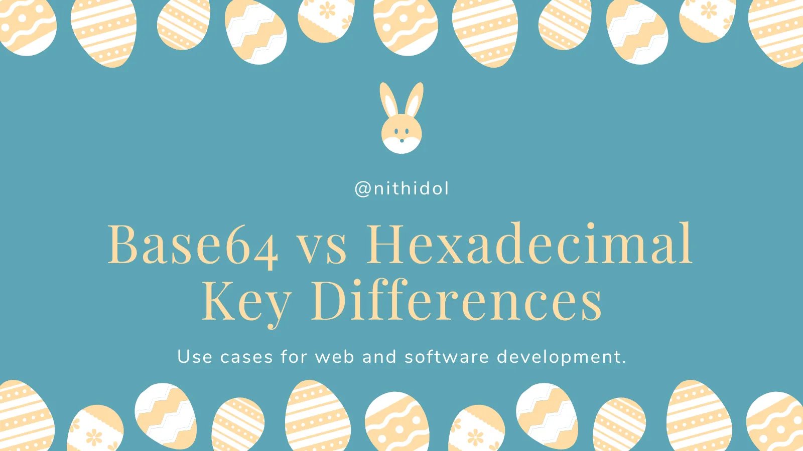 ThisIsNithidol's tweet card. Learn the differences between Base64 and Hexadecimal encoding, including character sets, data size, and use cases for web.