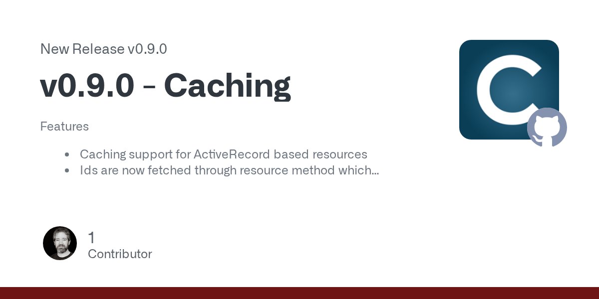 jsonapi_res's tweet card. Features Caching support for ActiveRecord based resources Ids are now fetched through resource method which delegates to model Now handles all base spec requests as a single operation Make excepti...