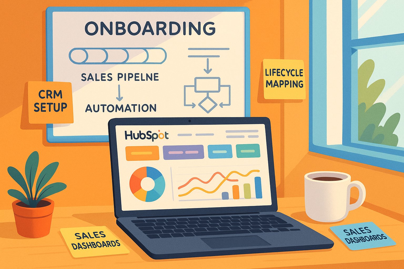 AcceleratorCode's tweet card. Discover the 30-day roadmap to set up your HubSpot CRM, from initial foundation to automation and training, ensuring your team uses it effectively.