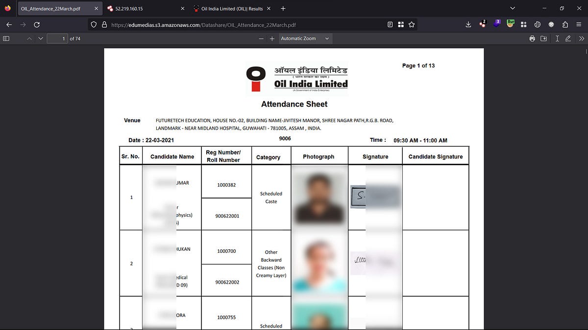 brutexploiter's tweet card. This blog discusses a misconfiguration in an AWS S3 bucket owned by Oil India Limited, which exposed the PII and documents of job seekers.