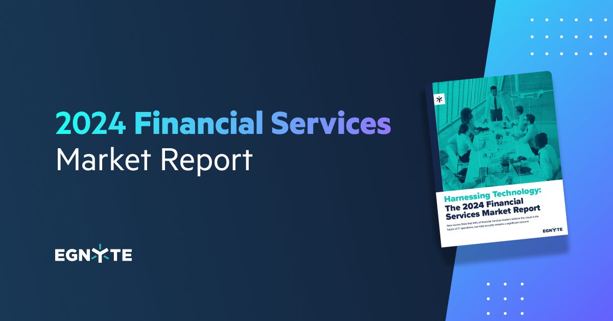 CSchmitty68's tweet card. Egnyte, a leader in cloud content collaboration and security, has published a market report compiling insights from leaders in banking and credit, wealth management, insurance, private equity,...