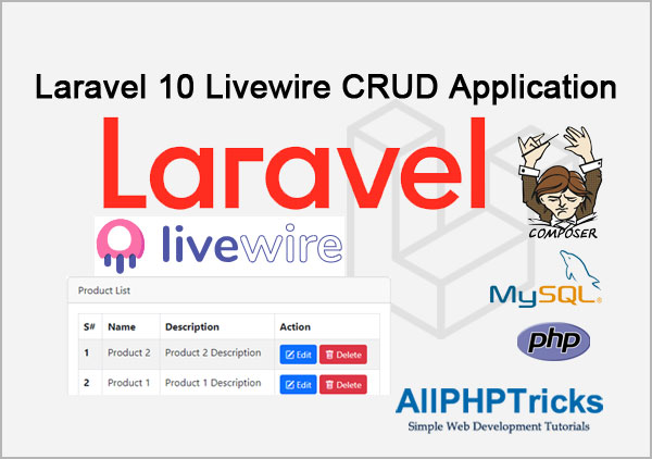 allphptricks's tweet card. Wondering how to use Laravel Livewire? Learn how to develop a Laravel 10 Livewire CRUD application with easy and step by step guide.