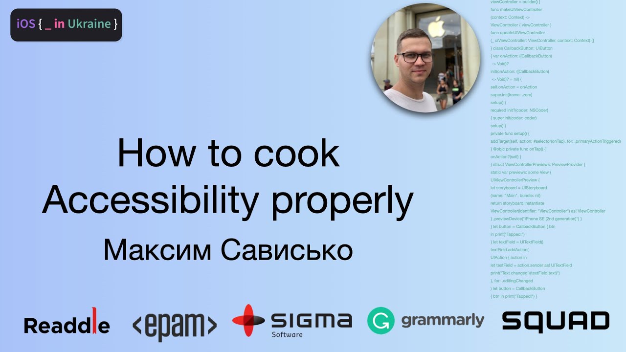 iOSUkraine's tweet card. How to Cook Accessibility Properly | Максим Сависько | iOS Ukraine #2