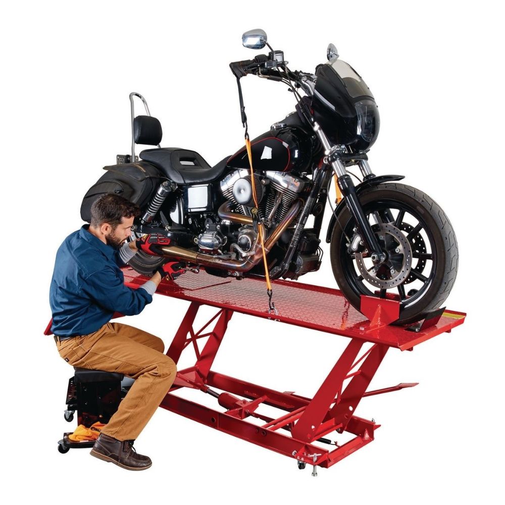 HDForums's tweet card. A motorcycle lift table is the ultimate tool for the motorcyclist. Is the inexpensive Harbor Freight unit worth having in your garage?