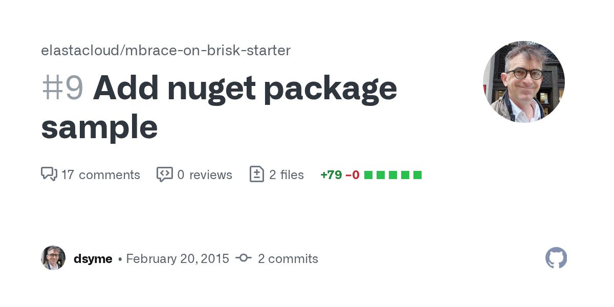 dsymetweets's tweet card. Add a sample that involves getting some nuget packages and using them. The sample inverts 20 random 200x200 matrices on the cluster and checks that the M*M.inverse() is approx. 1.0. I added this sa...