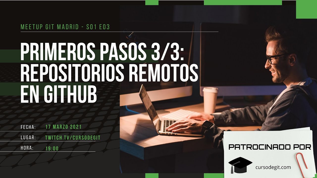 Cursodegit's tweet card. S01E03 Primeros pasos 3/3: Repositorios remotos en GitHub
