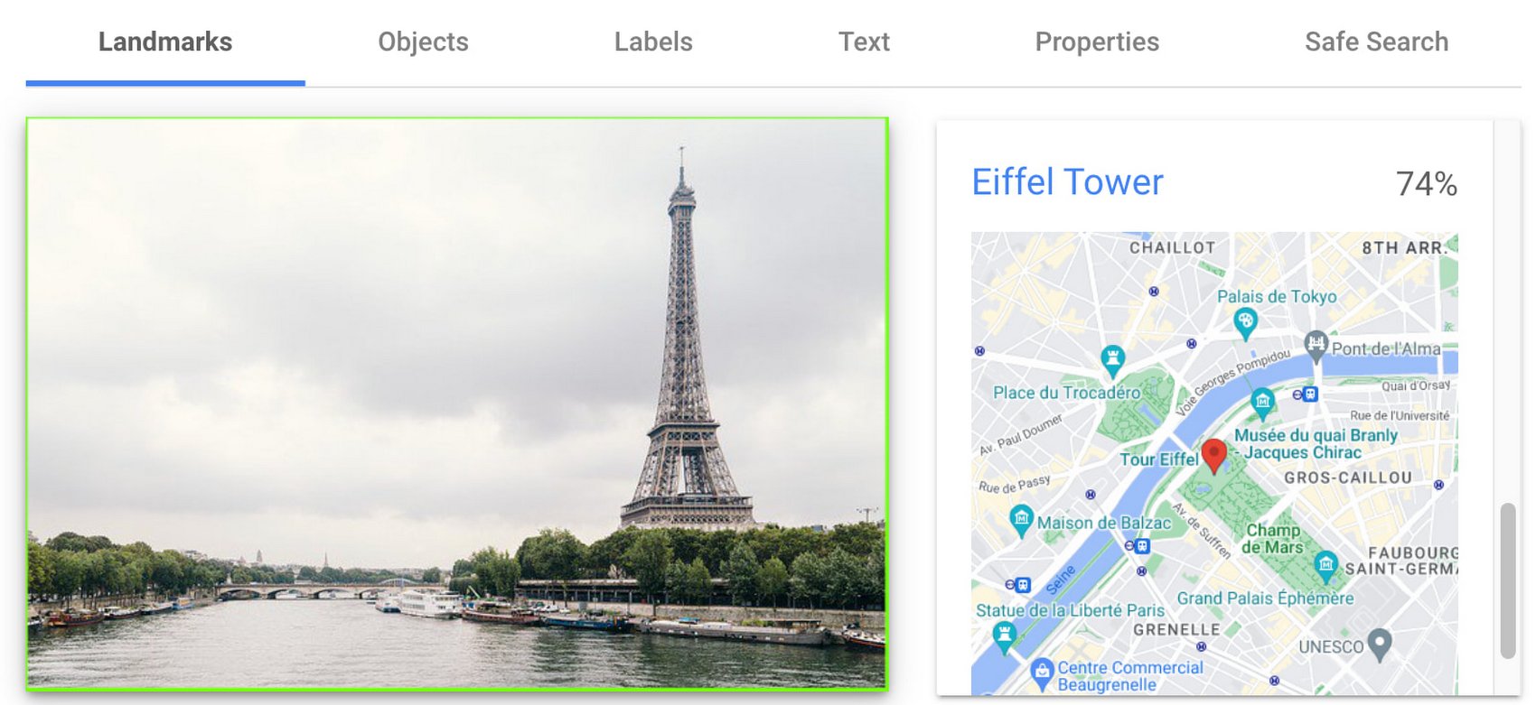 WebVeer's tweet card. The Google Cloud Vision API can extract meaning, text, landmarks, signs and more form your photos so you can automate processing.