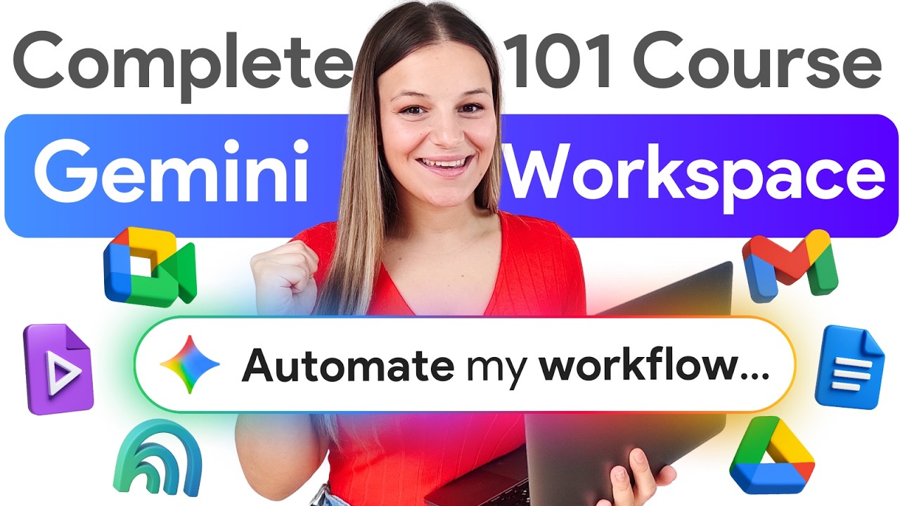 YourAiWorkflow's tweet card. Master Gemini x Google Workspace - FREE 1-Hour AI Course 🚀 (Vids,...