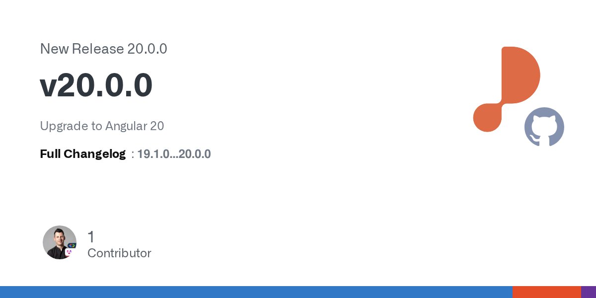 abampakos's tweet card. Upgrade to Angular 20 Full Changelog: 19.1.0...20.0.0