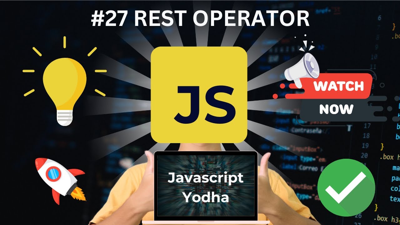 yodhadev's tweet card. Rest Operator in JavaScript | javascript | eposide 27 | javascript...