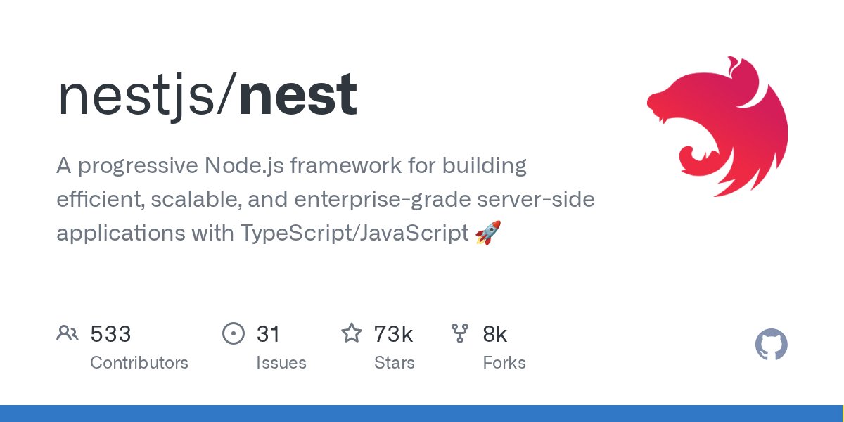JavaScript30000's tweet card. A progressive Node.js framework for building efficient, scalable, and enterprise-grade server-side applications with TypeScript/JavaScript 🚀 - nestjs/nest