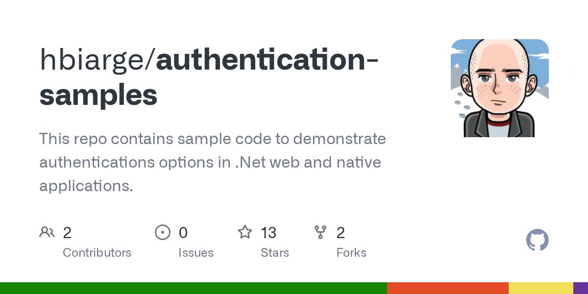 hbiarge's tweet card. This repo contains sample code to demonstrate authentications options in .Net web and native applications. - hbiarge/authentication-samples