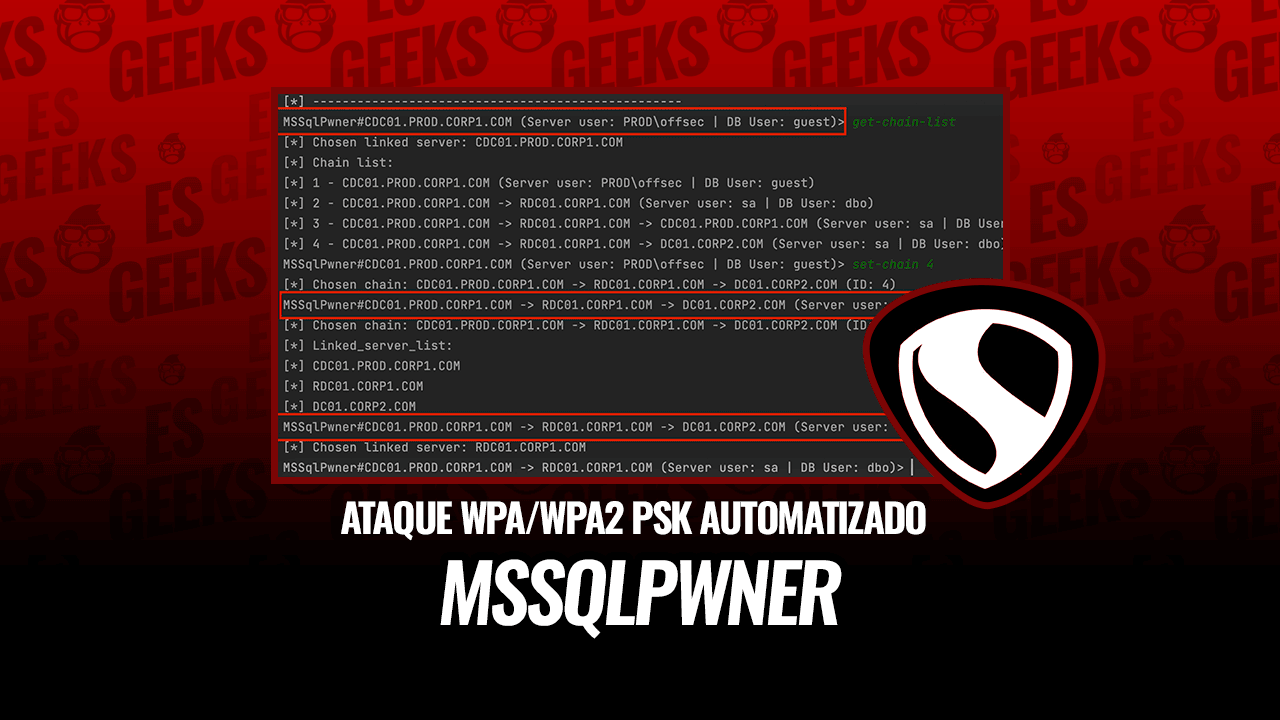 EsGeeks's tweet card. MSSqlPwner es una herramienta avanzada de pruebas de penetración diseñada para interactuar de manera fluida con servidores MSSQL.
