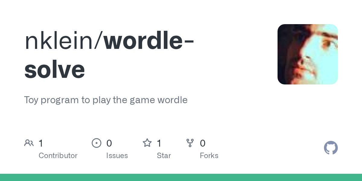 NewLispRepos's tweet card. Toy program to play the game wordle. Contribute to nklein/wordle-solve development by creating an account on GitHub.