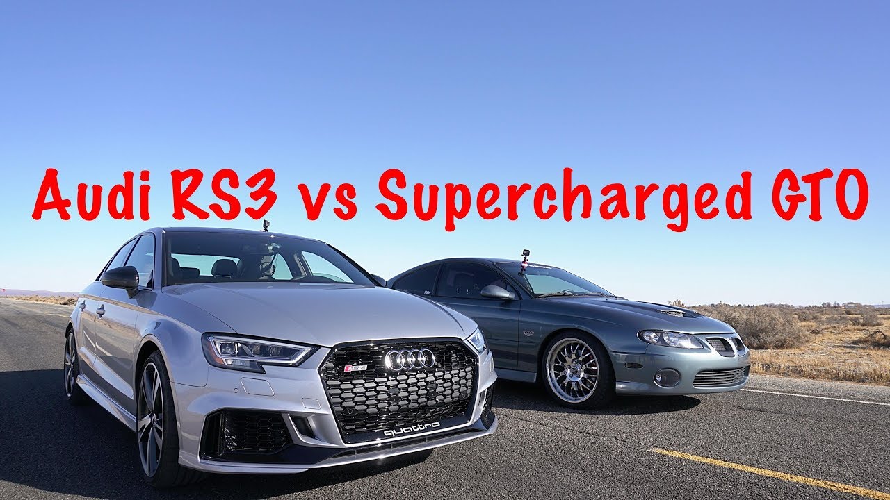 Custom_Code's tweet card. AUDI RS3 vs SUPERCHARGED GTO
