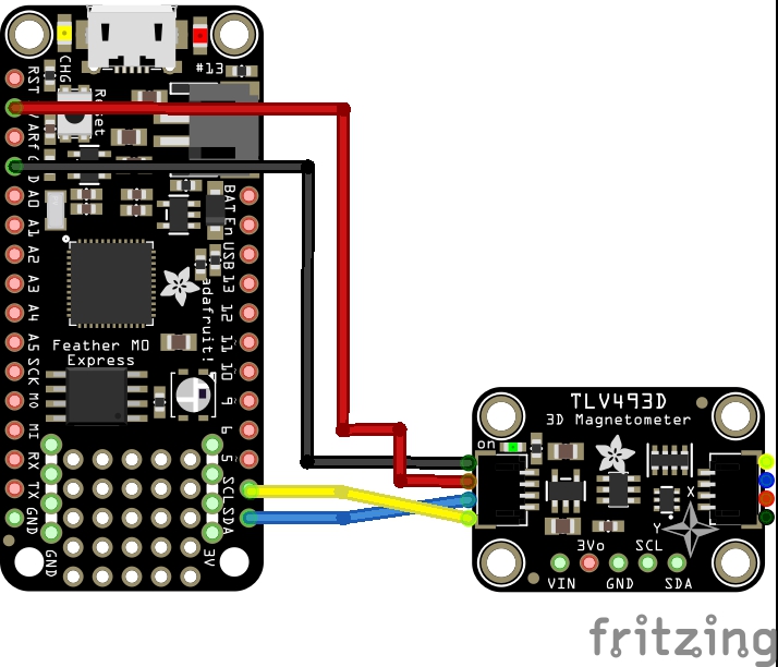 arduinolearning's tweet card. In this article we look at the TLV493D magnetic sensor and connect it to an Adafruit Feather running Circuitpython