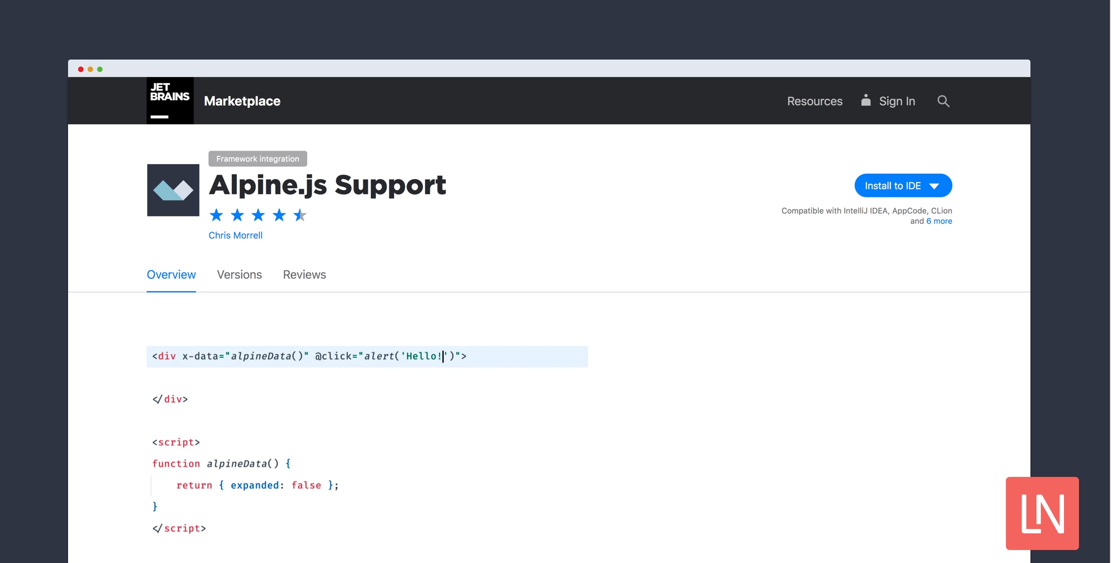 laravelnews's tweet card. IntellijAlpine is a plugin by Chris Morrell that brings Alpine.js support to JetBrains IDEs (including PhpStorm).