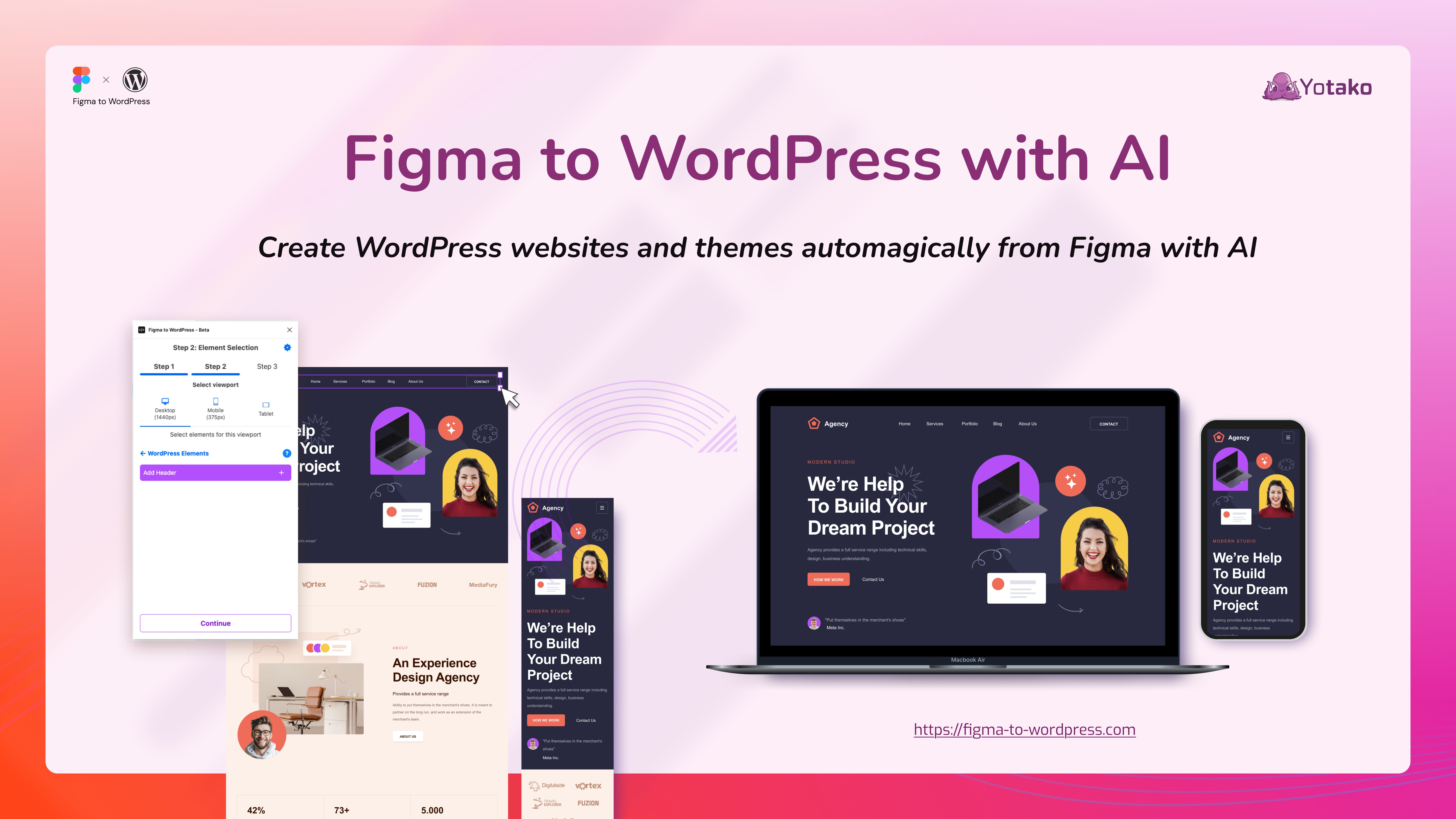 yotako_io's tweet card. Convert your Figma designs into WordPress themes Using our plugin, freelancers, designers and business owners are able to create beautiful WordPress sites directly from your Figma design in a matter...