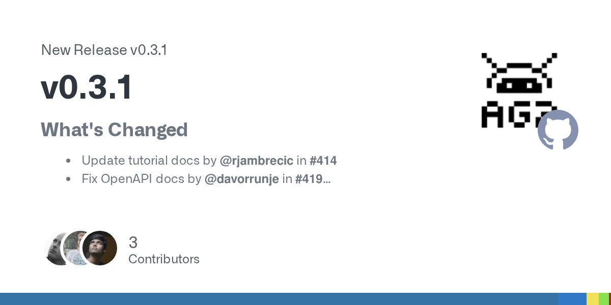 FastAgencyAI's tweet card. What's Changed Update tutorial docs by @rjambrecic in #414 Fix OpenAPI docs by @davorrunje in #419 Fix broken links in docs by @kumaranvpl in #420 Implement path to make mesop work in Windows ...