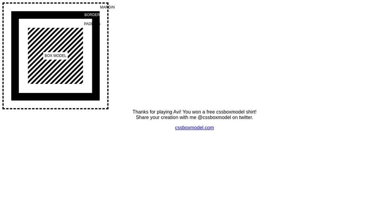 CSSBoxModel's tweet card. I made this little t-shirt site for all of us designer/developers out there. http://cssboxmodel.com/ THE PRIZE: I'm offering a free t-shirt for the be...