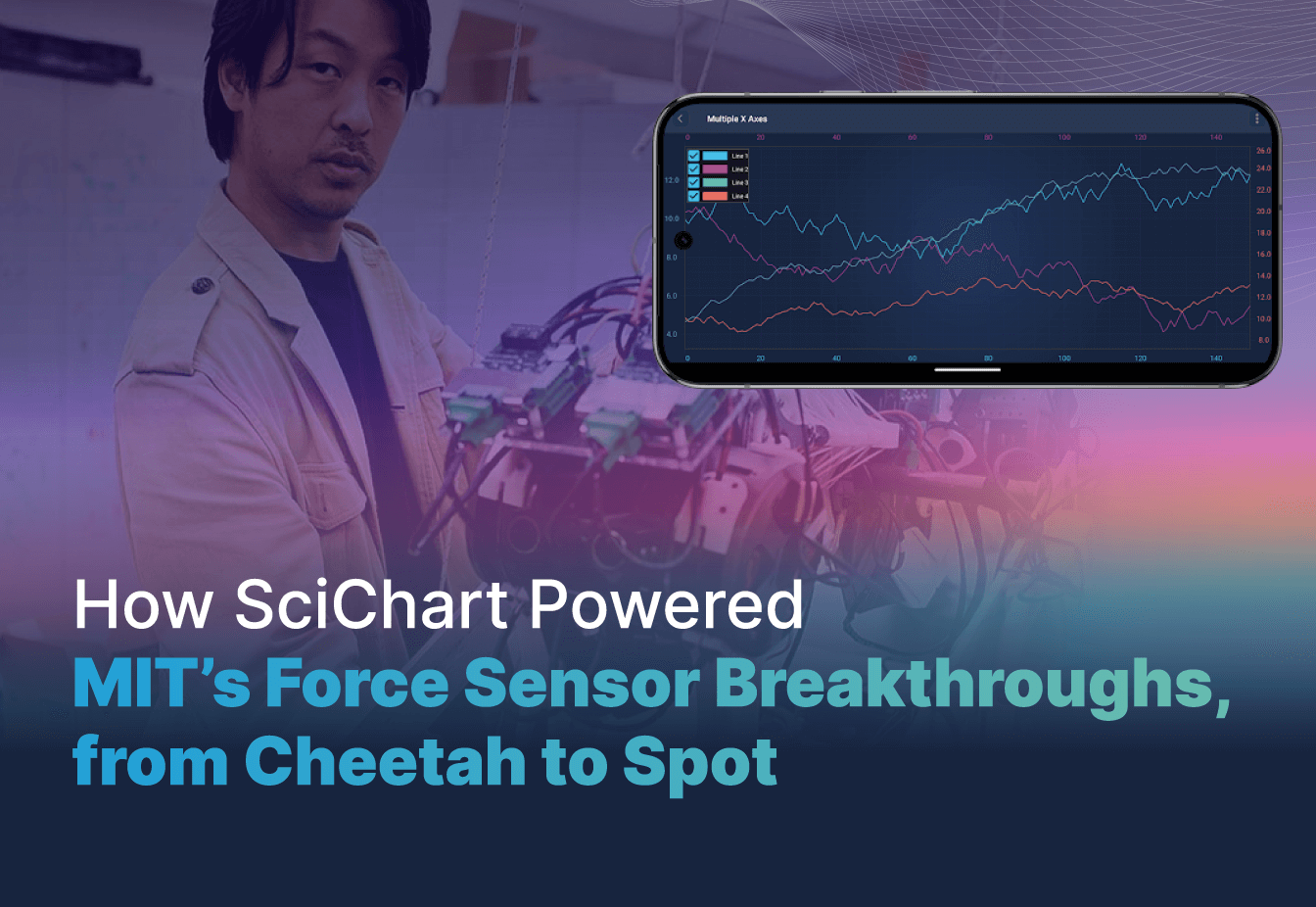 scichart's tweet card. How SciChart's Android Charting Library powered telemetry and dashboards for MIT Cheetah's robotics advancements, enabling precise force sensor analysis.